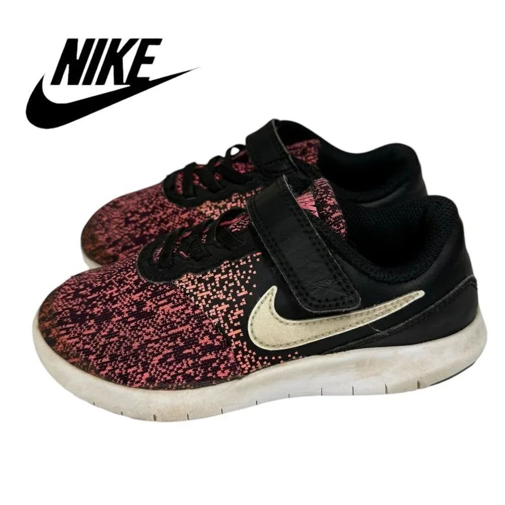 Nike Girls Flex Contact Child'sโ917938-001 Pink Running Shoes Sneakers 11C